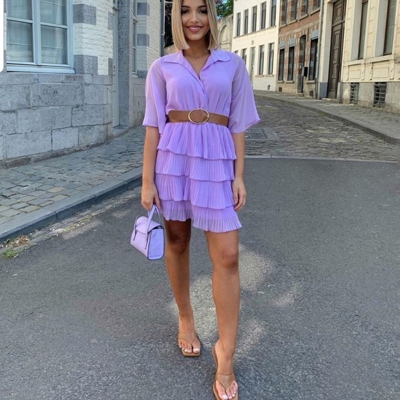 zara lilac dress with belt